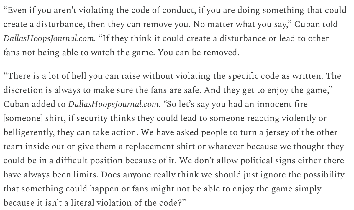 megaparmesan's tweet photo. Mark Cuban comments on Mavs fans being ejected https://t.co/Vdz0bwKcKp