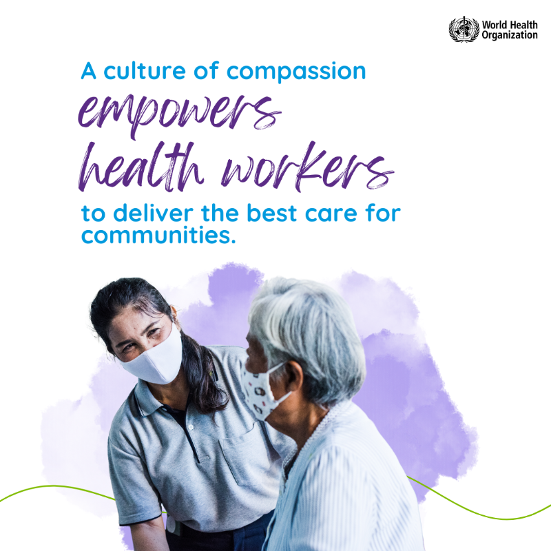 WHO's tweet photo. Compassion is vital to the health care we receive. Focusing on compassion ensures that we work towards the needs of people. 

Check out the recently released WHO publication on compassion and primary health care. #HealthForAll