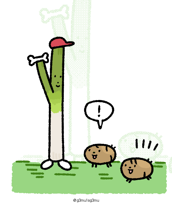 파와 감자 괴물🥔

멋진 아이디어를 받아 그려봤어요!
패셔너블한 파 괴물과 수제비를 닮은 감자 괴물입니다😋