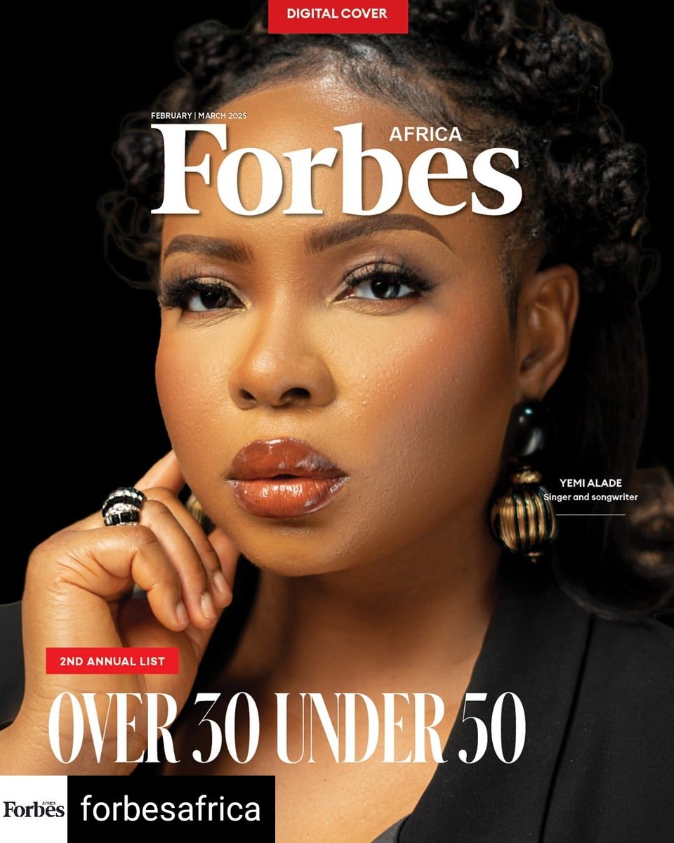 Theyemialade's tweet photo. Yemi Alade covers Forbes Africa magazine. Stunning 🥰😘🥰 

#Keystomyheart https://t.co/4MErXn68PT