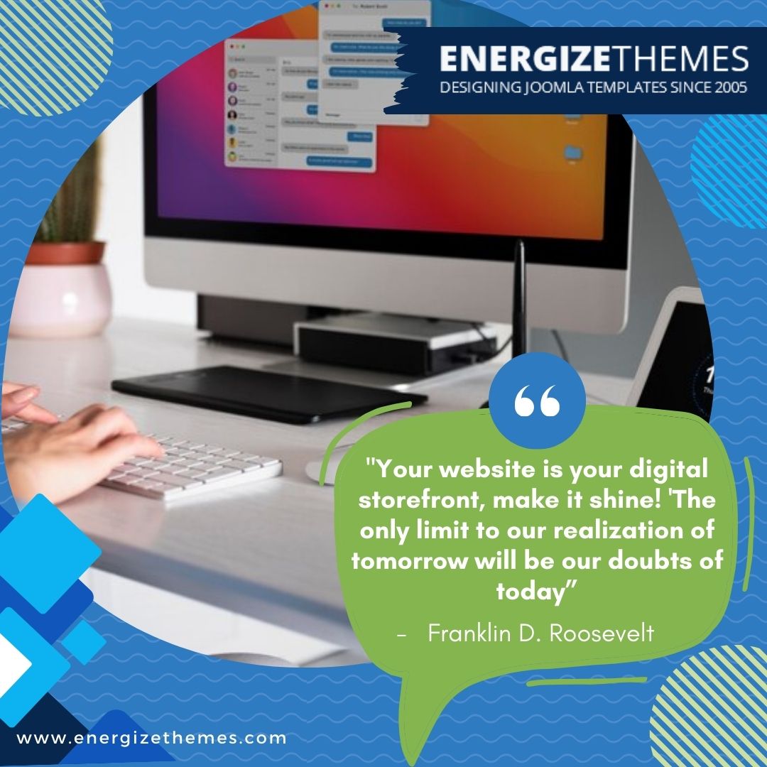 energizethemes's tweet image. 🌟 &quot;Your website is your digital storefront, make it shine! &apos;The only limit to our realization of tomorrow will be our doubts of today.&apos; – Franklin D. Roosevelt ✨💪 #DigitalStorefront #RooseveltInspiration&quot;