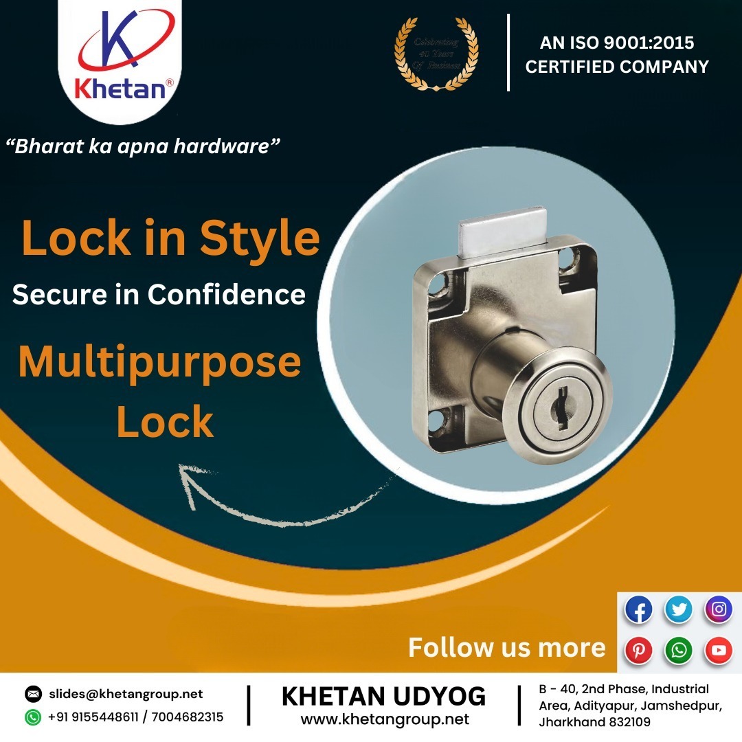 HardwareSamachr's tweet image. 𝐋𝐨𝐜𝐤𝐬 𝐭𝐡𝐚𝐭 𝐚𝐝𝐝 𝐬𝐭𝐲𝐥𝐞 𝐚𝐧𝐝 𝐬𝐞𝐜𝐮𝐫𝐢𝐭𝐲! Check out Khetan Bharat’s multipurpose locks for all your home and office needs.
#Khetan #KhetanGroup #KhetanUdyog #Jamshedpur #KhetanHardware #KhetanBharat #MultipurposeLock #ArchitecturalHardware #FurnitureHardware
