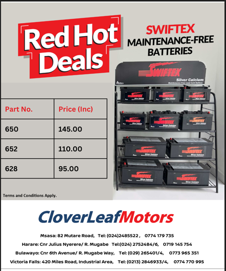 Visit us for your Swiftex maintenance free batteries!
#cloverleafmotors