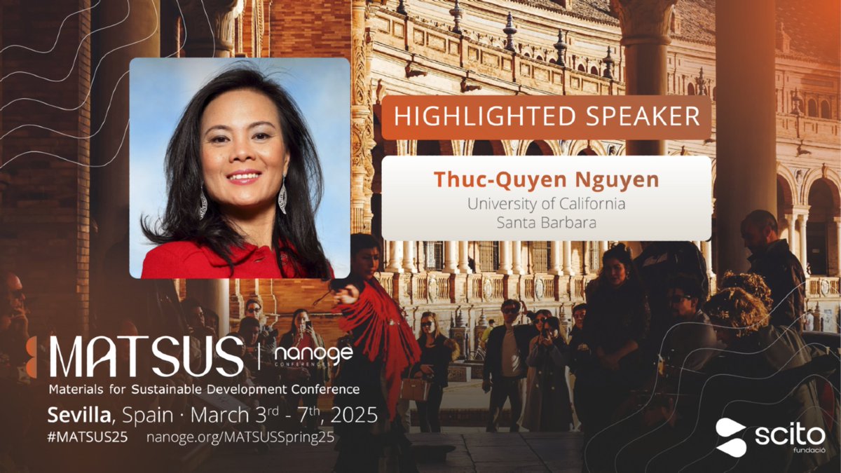 nanoGeConferences (@nanoge_conf) on Twitter photo 🟠Thuc-Quyen Nguyen (<a href="/QuyenUCSB/">Thuc-Quyen Nguyen</a>) from <a href="/UniCalifornia/">University of California</a> is a highlighted speaker of #MATSUS25 <a href="/nanoGe_Conf/">nanoGeConferences</a>!
👉Get ready to engage in leading discussions on #SustainableDevelopment
📍Sevilla, Spain
🗓️3rd-7th March 2025
🔗Join us now here: nanoge.org/MATSUSSpring25 🟠Thuc-Quyen Nguyen (<a href="/QuyenUCSB/">Thuc-Quyen Nguyen</a>) from <a href="/UniCalifornia/">University of California</a> is a highlighted speaker of #MATSUS25 <a href="/nanoGe_Conf/">nanoGeConferences</a>!
👉Get ready to engage in leading discussions on #SustainableDevelopment
📍Sevilla, Spain
🗓️3rd-7th March 2025
🔗Join us now here: nanoge.org/MATSUSSpring25