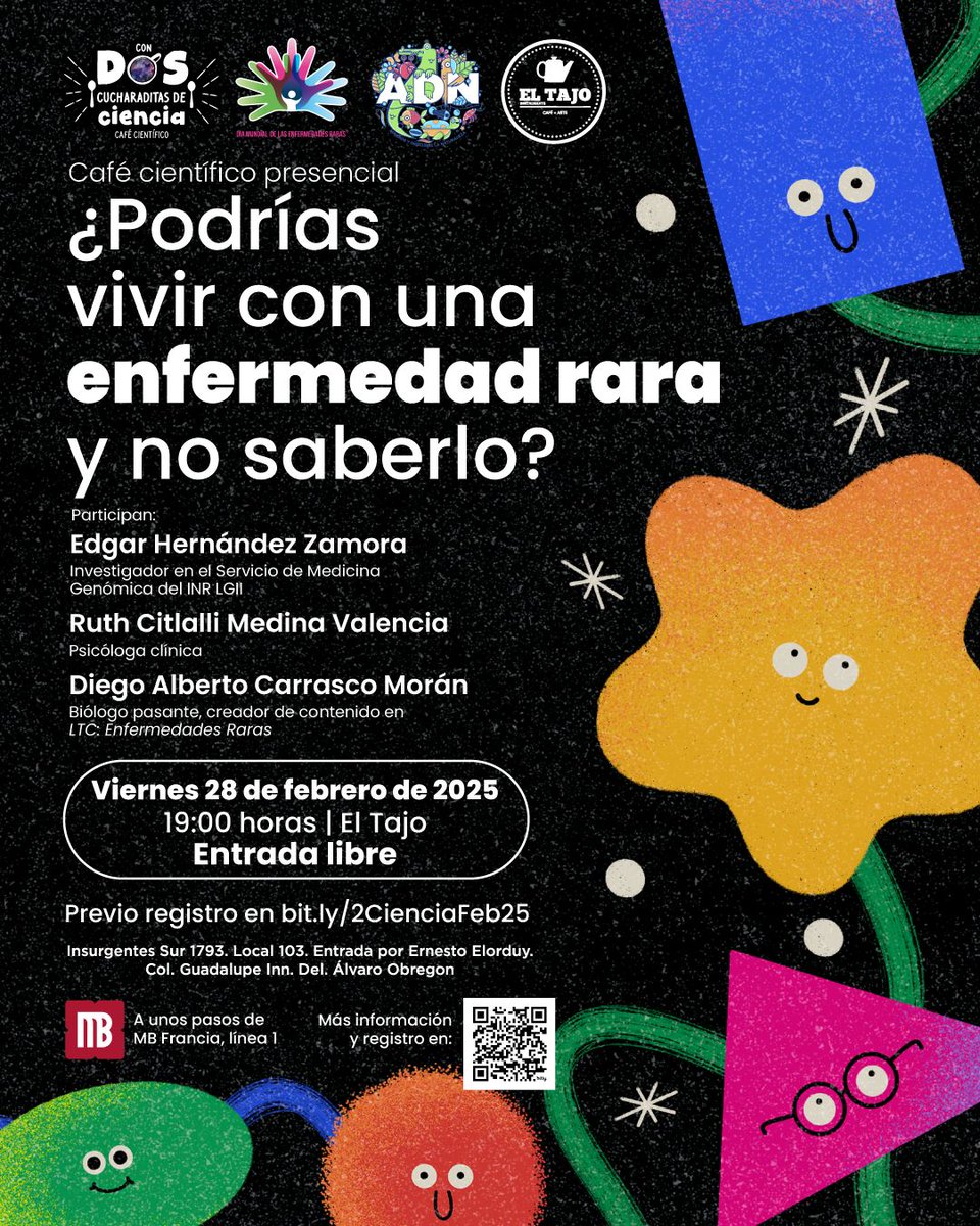 📅 Viernes 28 de febrero
📍El Tajo [Entrada Libre]
🕒 19:00 h
✏️¡Regístrate, Infórmate y ayúdanos a crear conciencia! bit.ly/2CienciaFeb25 💙✨

🚨Las personas registradas tendrán un 15% de descuento en sus compras durante la sesión del café científico.