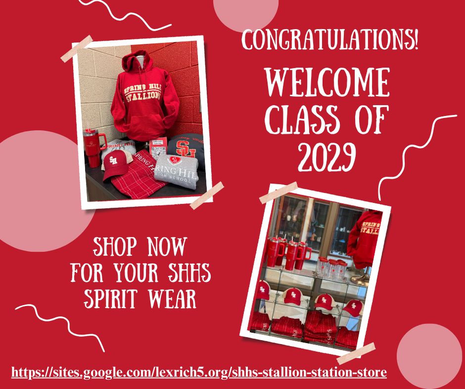 Welcome Class of 2029!!  Shop now for your SHHS Spirit Wear

buff.ly/3QgttVU