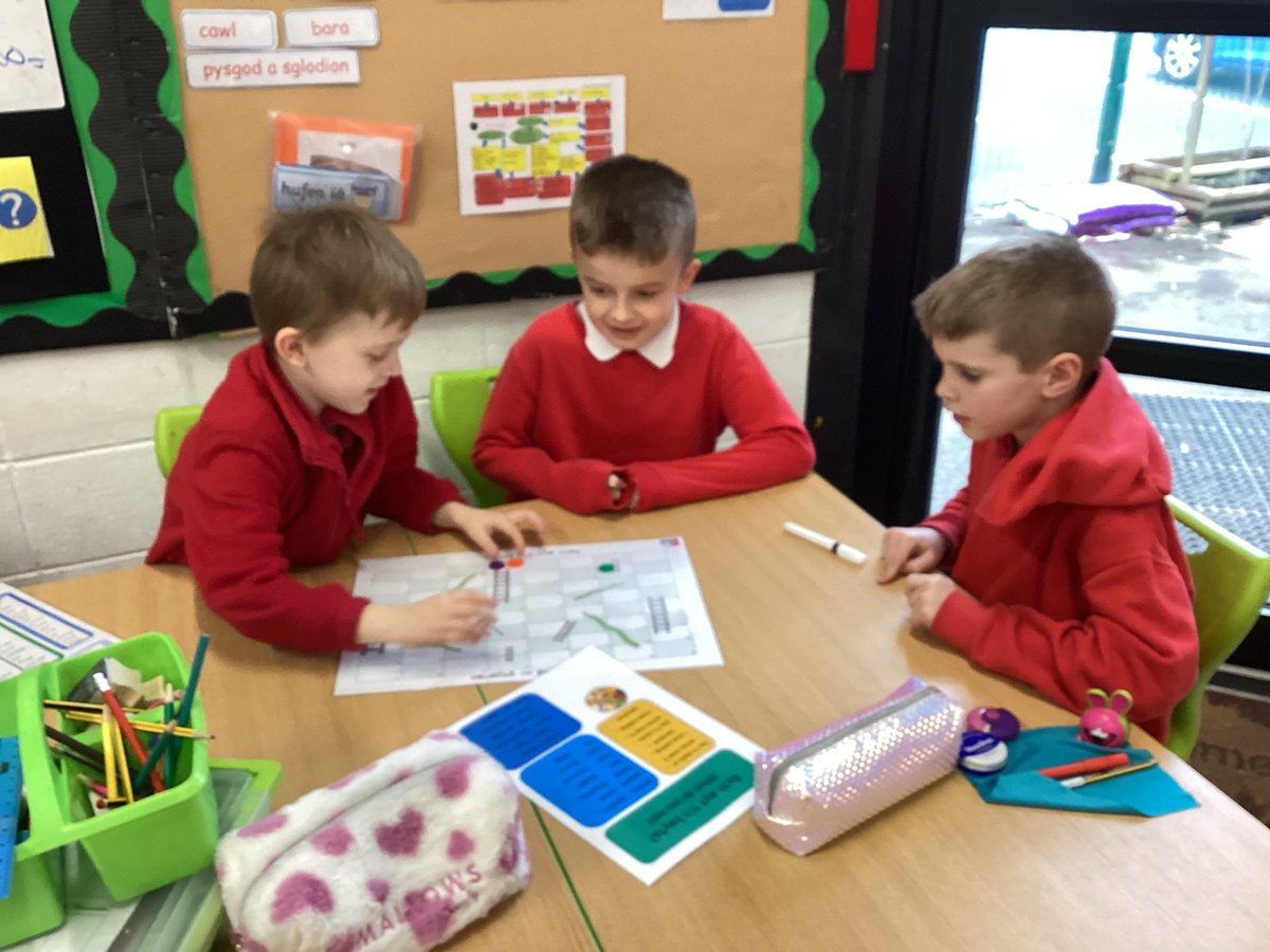 PPSMrsBaxter's tweet photo. Year 5 and 3 playing a Welsh version of Snakes and Ladders asking Beth wyt ti’n hoffi … ? @PentrepoethPrim https://t.co/XmVeaZxXV8