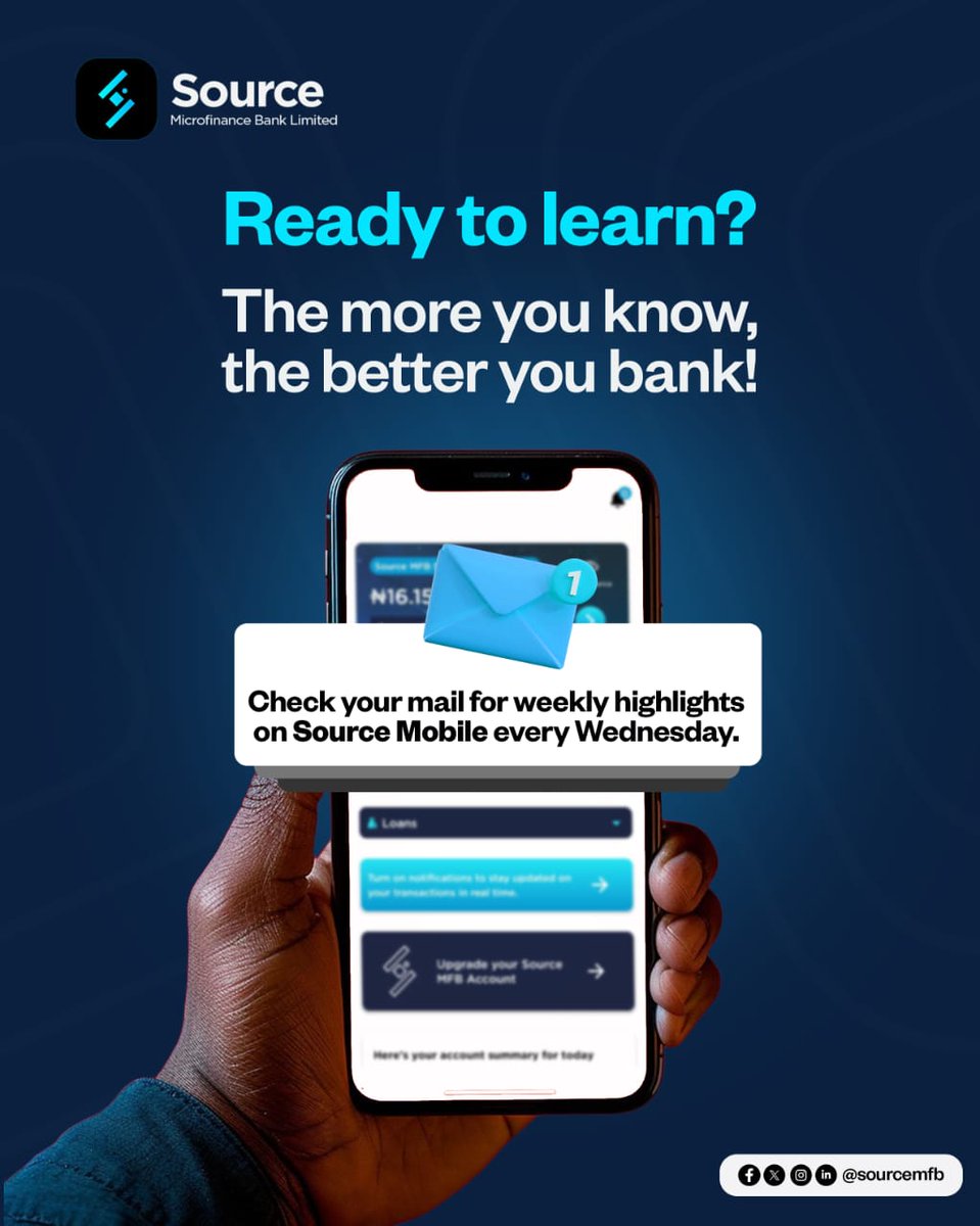 SourceMFB's tweet image. Ever felt like you’re not using the Source Mobile app to its full potential? 👀💡 We’ve got something special for you! Check your emails now.

#SourceMobile #SourceMFB #KnowYourAppWednesdays