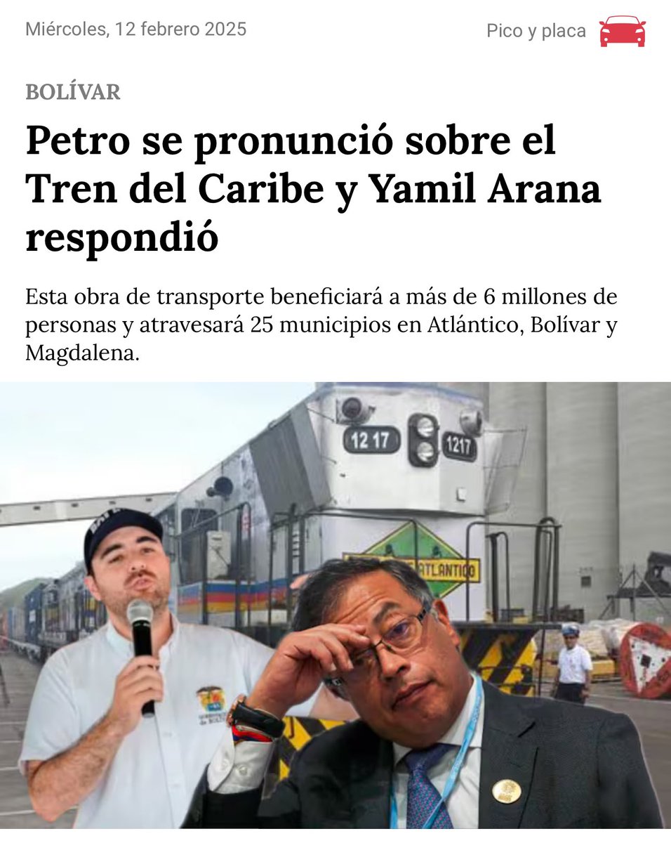 Propongo que las gobernaciones de Bolívar, Atlántico y Magdalena unamos esfuerzos para financiar el estudio de factibilidad del Tren Regional del Caribe. Son cerca de $40 mil millones, una suma enorme para nuestros departamentos, mientras que Bogotá recibe $40 billones del dinero