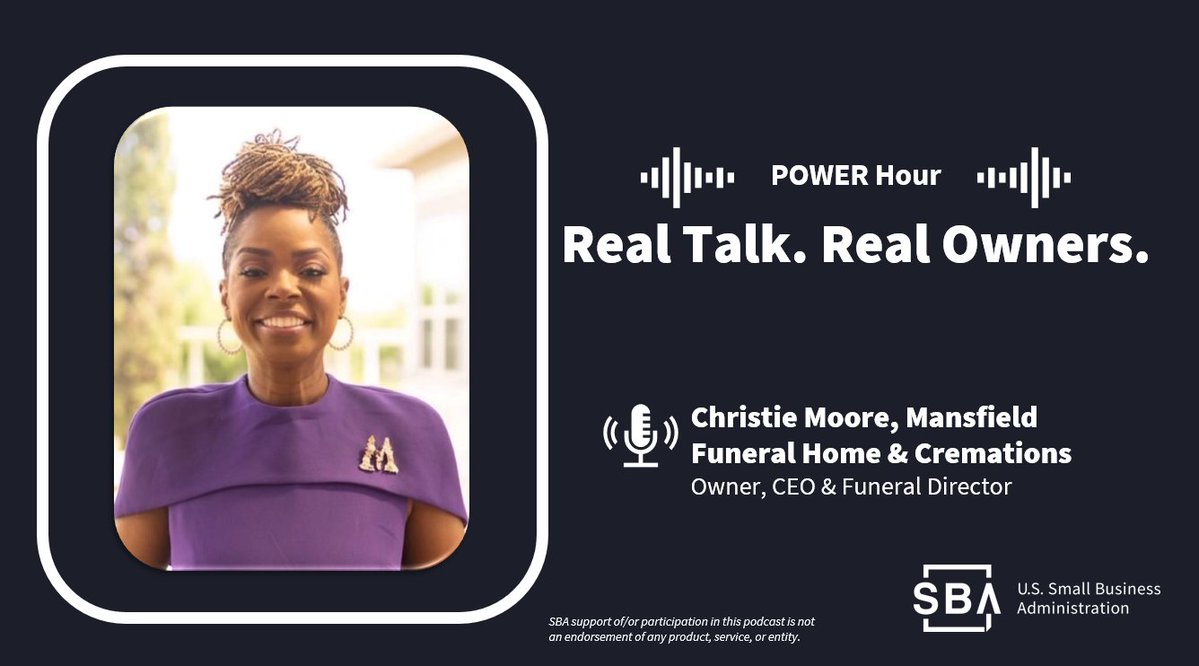We're kicking off episode #2 of our podcast w/ this interview of #Texas based business owner Christie Moore from Mansfield Funeral Home &amp; Creations!

When: Feb. 18th at 12pm CST
Registration: eventbrite.com/e/124652976708…