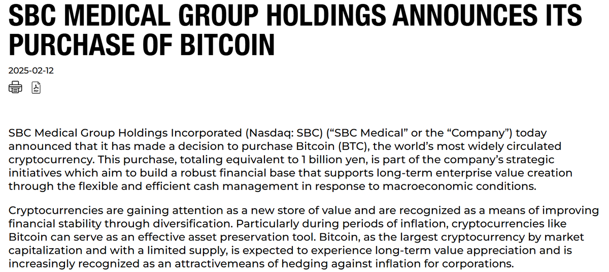 thepowerfulHRV's tweet photo. $SBC announces its first #Bitcoin purchase of ~$6.5M. https://t.co/DCckfSeb8E