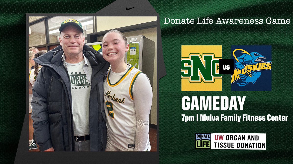 SPECIAL GAMEDAY today!  Join us for our first annual Donate Life Awareness Game in memory and honor of Paul Miller, father of Sophomore Kat Miller.  Get registered to be an organ donor at the game!
🆚 Lakeland
⏰ 7pm
#GoGreenKnights #NS