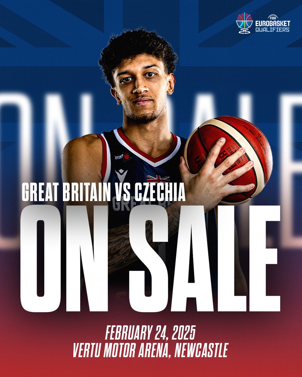 Next up for Great Britain is the men’s EuroBasket Qualifiers. With the top three teams from the group earning a spot, this is a game you won’t want to miss! 🇬🇧 

Tickets start at just £14, get yours today 🎟️👉 newcastle-eagles.com/gb 

#GBbasketball #EuroBasket