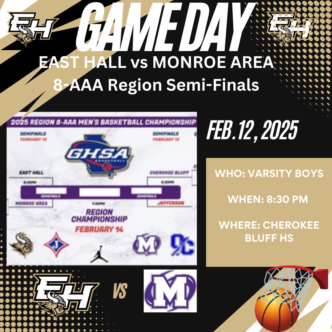 EAST HALL HOOP PROSPECTS (@ehhoopprospects) on Twitter photo It’s GAMEDAY! Your Vikings take on Monroe Area in the semifinals of the 8-AAA Region Tournament @ Cherokee Bluff HS. Come out and support your Vikings. Let's GO!!
<a href="/KyleSandy355/">Kyle Sandy</a> <a href="/BTS_Report/">Baseline To Sideline(Ωψφ)</a> <a href="/WDUNSports/">AccessWDUN Sports</a>
<a href="/gtimessports/">The Times Sports</a> <a href="/EastHallHoops/">EHallVikingbasketball</a> <a href="/northgareport/">Adrian | Ken</a>
<a href="/Relentless_Hoop/">Relentless Hoops</a> <a href="/NextUpSportsGA/">Next Up Sports GA</a> It’s GAMEDAY! Your Vikings take on Monroe Area in the semifinals of the 8-AAA Region Tournament @ Cherokee Bluff HS. Come out and support your Vikings. Let's GO!!
<a href="/KyleSandy355/">Kyle Sandy</a> <a href="/BTS_Report/">Baseline To Sideline(Ωψφ)</a> <a href="/WDUNSports/">AccessWDUN Sports</a>
<a href="/gtimessports/">The Times Sports</a> <a href="/EastHallHoops/">EHallVikingbasketball</a> <a href="/northgareport/">Adrian | Ken</a>
<a href="/Relentless_Hoop/">Relentless Hoops</a> <a href="/NextUpSportsGA/">Next Up Sports GA</a>