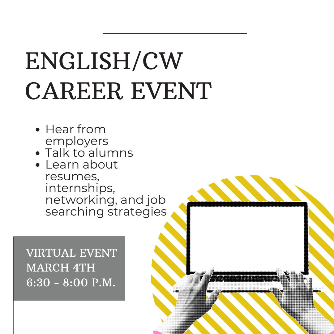 Join this virtual career event on Mar. 4 to learn more about pursuing writing jobs after graduation!

#events #oaklanduniversity #writing #rhetoric
