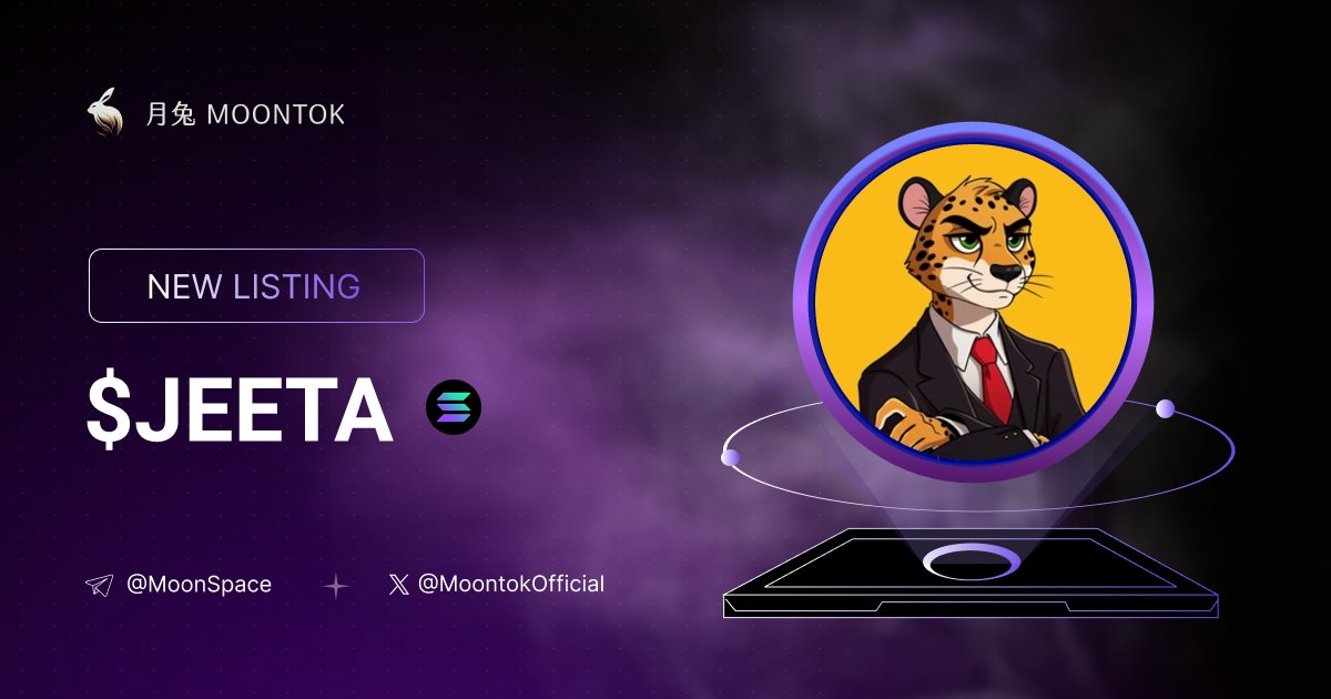 MoontokListing's tweet photo. ⚡ 月兔雷霆 - Moontok Xpress

/list ( $Jeeta )
https://t.co/w13l4Etb3g

BcHAcz6qH8TXLBnCMQNzKaor462jyxayfZ1vebuFsu9M

LIQ: $97,704 | MC: $637,363

#altcoin #memecoins @Jeetathecheetah @moontokofficial https://t.co/ueo73wtsI7
