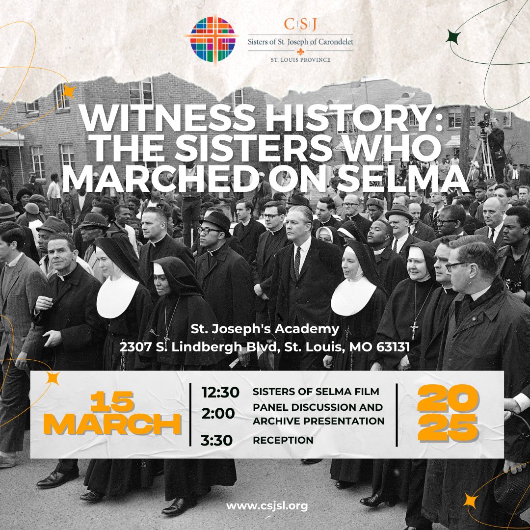 CRGC_SLU's tweet photo. Join us! Discover the powerful contributions of Catholic sisters in the civil rights movement. CRGC will be promoting a new digital exhibit on the sisters' role in the march. Don't miss it!

#CRGC #CHI #sistersofselma #catholicevents https://t.co/rdniiGcpd4