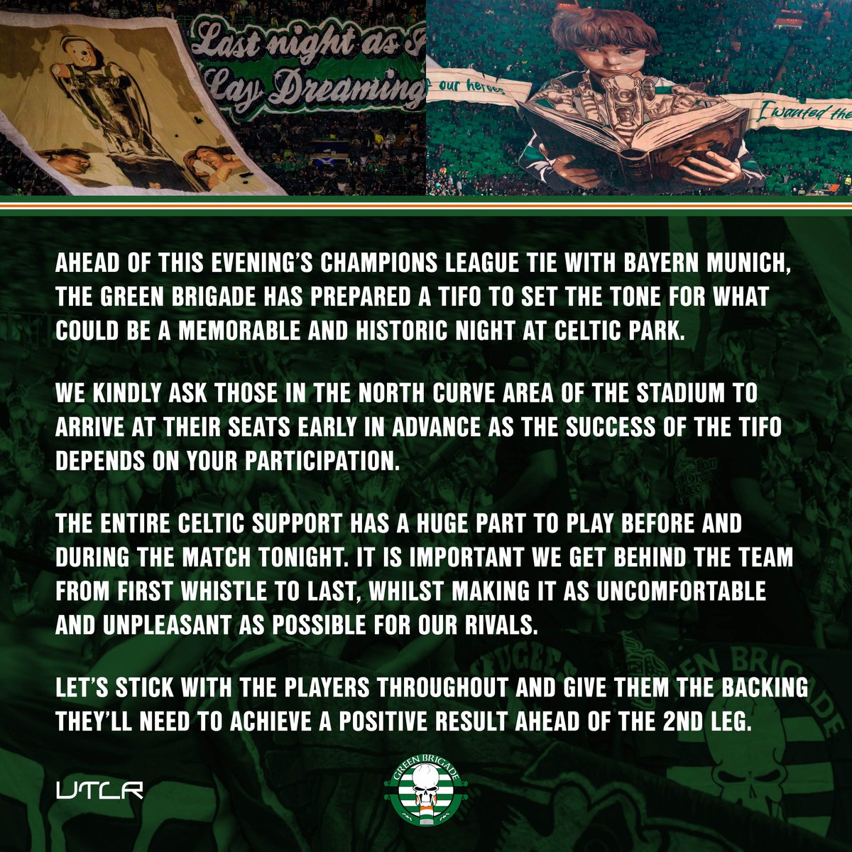 NCCeltic's tweet image. Tifo Information v Bayern Munich