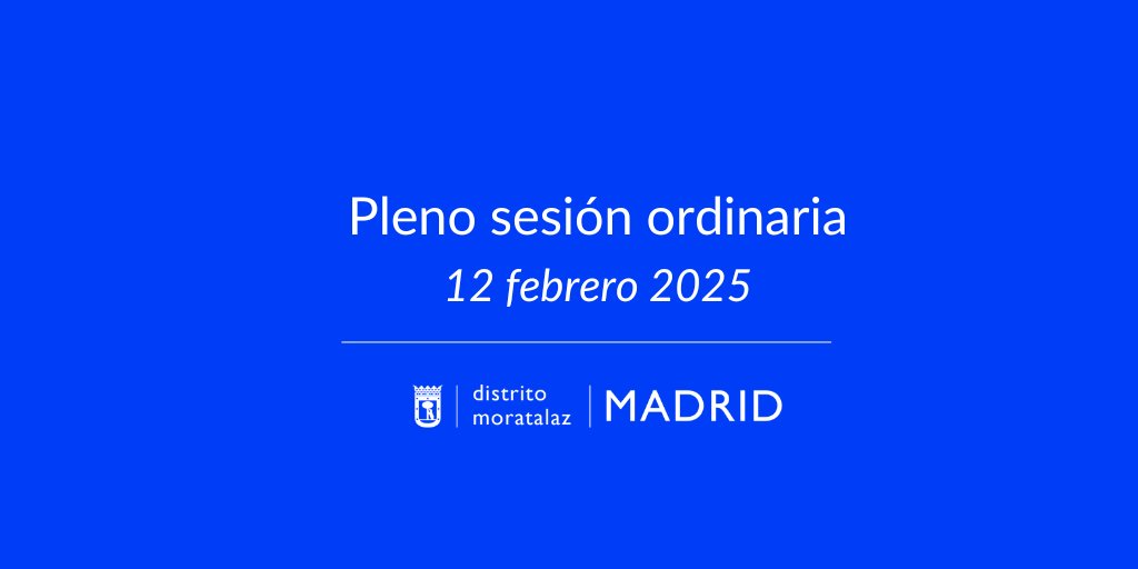 JMD Moratalaz (@jmdmoratalaz) on Twitter photo 🔊Pleno mensual en #Moratalaz
📌Hoy, miércoles, 12 de febrero; 17:00 h
Salón de actos de la <a href="/JMDmoratalaz/">JMD Moratalaz</a>
C/ Fuente Carrantona, 8
Orden del día
👉informate.madrid.es/tvvo0
👁Para seguirlo por streaming 👇
informate.madrid.es/kk3nf 🔊Pleno mensual en #Moratalaz
📌Hoy, miércoles, 12 de febrero; 17:00 h
Salón de actos de la <a href="/JMDmoratalaz/">JMD Moratalaz</a>
C/ Fuente Carrantona, 8
Orden del día
👉informate.madrid.es/tvvo0
👁Para seguirlo por streaming 👇
informate.madrid.es/kk3nf