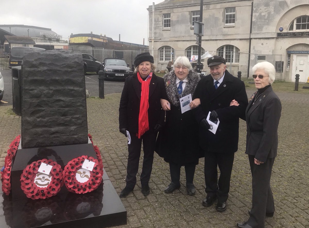 Remembering the heroic naval airmen of the Channel Dash -12 February 1942 - at a ceremony in Ramsgate. Helen Esmonde, Valerie Sayer, Malcolm Cornwallis and Carol Lee.