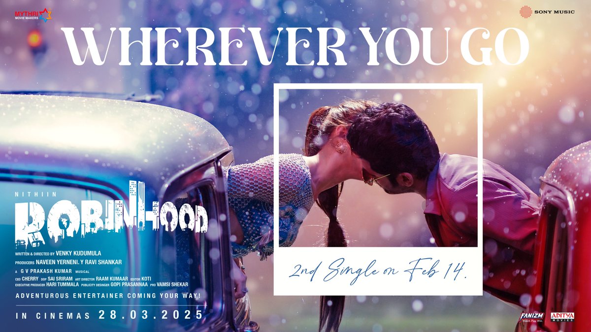 Sreeleela (@sreeleela14) on Twitter photo This Valentine's Day, we will have a BRAND NEW song to celebrate love ❤️
#Robinhood second single #WhereverYouGo out on February 14th. Promo out tomorrow at 11.07 AM ❤️🔥
▶️ youtu.be/s_qApVGc6MU
A <a href="/gvprakash/">G.V.Prakash Kumar</a> musical
Sung by <a href="/ArmaanMalik22/">ARMAAN MALIK</a>
Lyrics by <a href="/kk_lyricist/">krishna kanth</a> This Valentine's Day, we will have a BRAND NEW song to celebrate love ❤️
#Robinhood second single #WhereverYouGo out on February 14th. Promo out tomorrow at 11.07 AM ❤️🔥
▶️ youtu.be/s_qApVGc6MU
A <a href="/gvprakash/">G.V.Prakash Kumar</a> musical
Sung by <a href="/ArmaanMalik22/">ARMAAN MALIK</a>
Lyrics by <a href="/kk_lyricist/">krishna kanth</a>