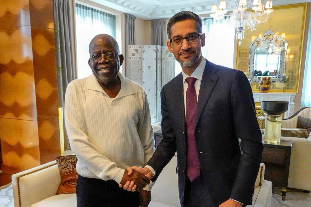 Bola Ahmed Tinubu (@officialabat) on Twitter photo I enjoyed engaging in crucial discussions about advancing Nigeria's role in Artificial Intelligence (AI) and digital innovation with you in Paris, Sundar <a href="/sundarpichai/">Sundar Pichai</a>.
We are also exploring partnership opportunities with Google, which will focus on five key areas: enhancing I enjoyed engaging in crucial discussions about advancing Nigeria's role in Artificial Intelligence (AI) and digital innovation with you in Paris, Sundar <a href="/sundarpichai/">Sundar Pichai</a>.
We are also exploring partnership opportunities with Google, which will focus on five key areas: enhancing