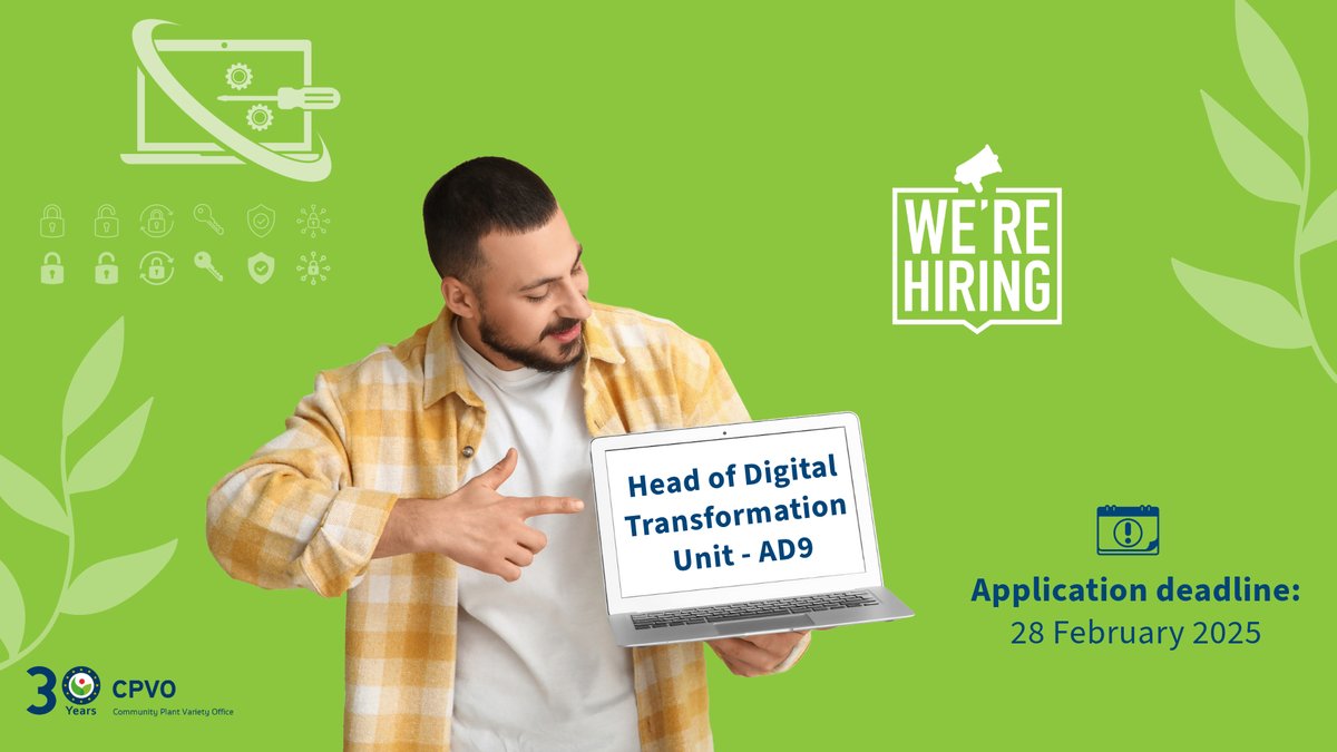 📢Looking for a career in 🇪🇺 EU institutions? Experienced in IT sector? We are hiring!
💻Head of Digital Transformation Unit (AD9)
 📍Location: 🇫🇷  Angers,  France.
➡ Check the requirements and apply now: cpvo.gestmax.eu/803/1/head-of-…
#eucareers #eujobs #itjob #vacancy