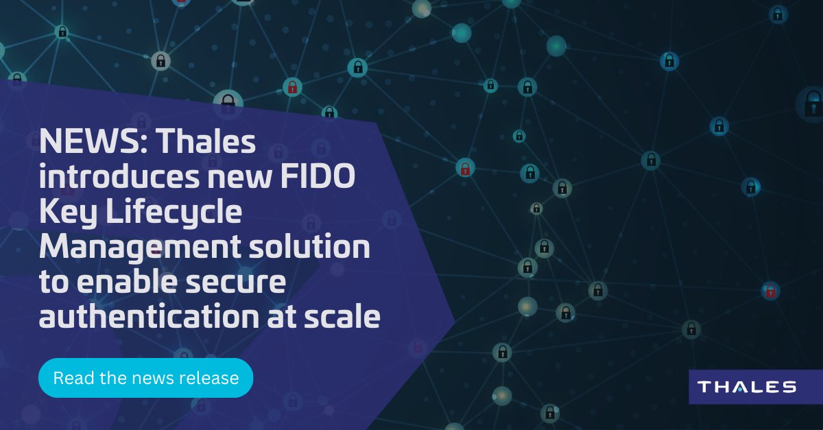 NEWS! 📣
Today we are introducing our new #FIDO Key Lifecycle Management solution, to enable enterprises to accelerate and secure #passwordless implementation by managing FIDO security passkeys at scale simply and efficiently. 🔒

Learn more: 👇
cpl.thalesgroup.com/about-us/newsr…