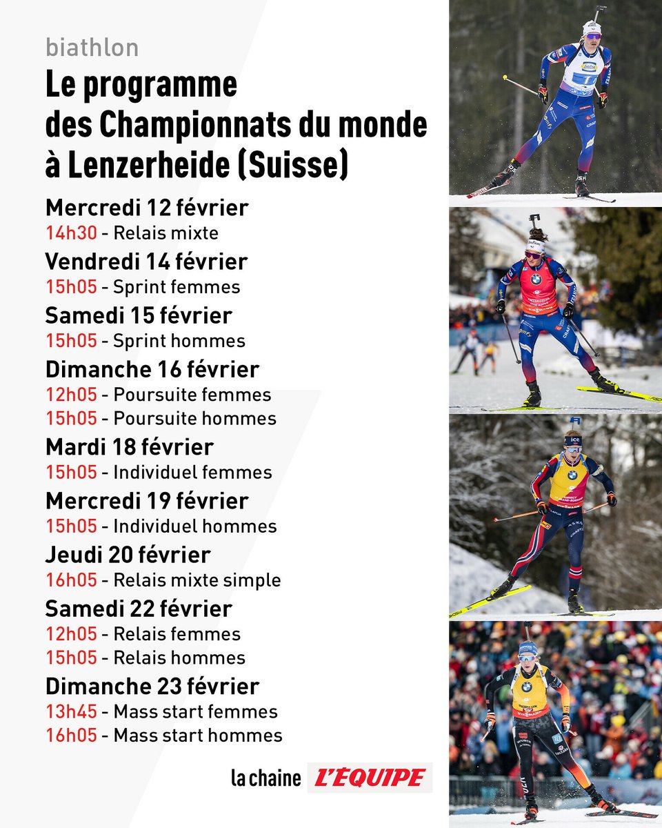 🚨La chasse aux médailles ouvre ce mercredi 11h50 <a href="/lachainelequipe/">la chaine L'Équipe</a> 🏅🥈🥉
Le record 🇫🇷 de 13 médailles l'année dernière sera-t-il battu ? 🇨🇭🍫⛔️
#lequipebiathlon #biathlon #Lenzerheide