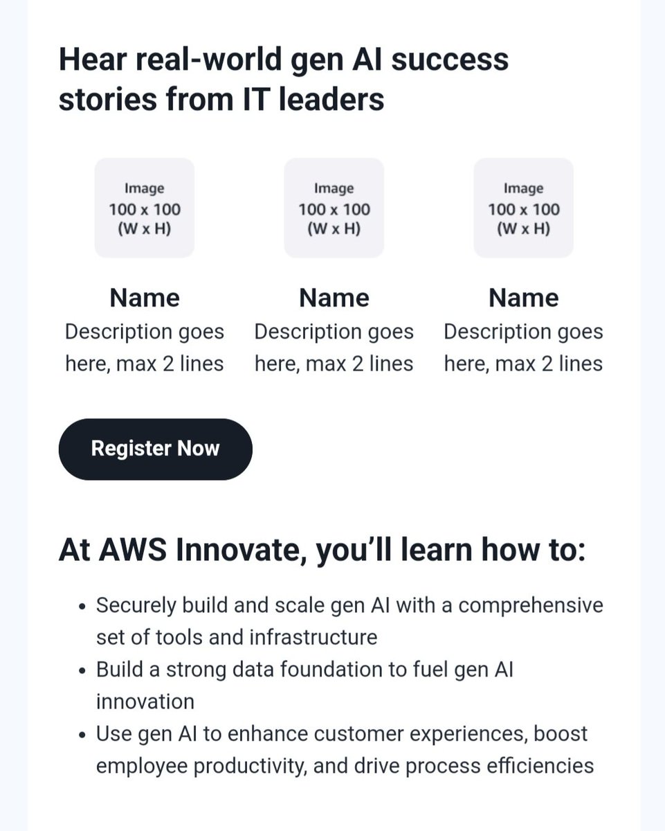 Hey Amazon AWS Innovate, thanks for the invitation and making my day 😉

Especially thrilled to hear from "Name" working in "Description goes here" 🤣😂
