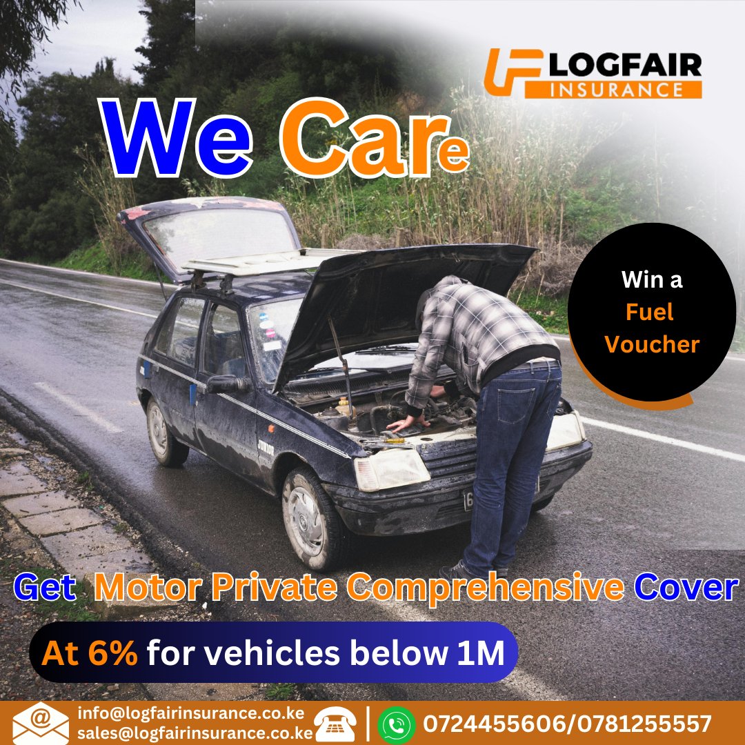 LogfairI's tweet photo. Protect your vehicle with Logfair Insurance! Get Motor Comprehensive Cover at just 6% for vehicles below 1M &amp; stand a chance to win a fuel voucher. Visit https://t.co/LqkN7P4Qt2 for a quote! https://t.co/M9gAflZIuT