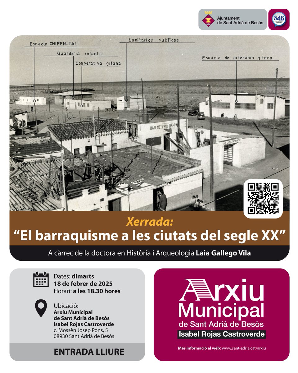 Arxiu Municipal de Sant Adrià de Besòs (@arxiusantadria) on Twitter photo L'habitatge auto-construït va ser un fenomen extens a l'entorn de Barcelona durant el segle XX. El barri de barraques del Camp de la Bota a #SantAdria en va ser un exemple ben conegut.
en parlarem dimarts que ve amb <a href="/Lailaia2/">Laia G Vila</a>
+INFO 👉 sant-adria.cat/arxiu/apropat-… L'habitatge auto-construït va ser un fenomen extens a l'entorn de Barcelona durant el segle XX. El barri de barraques del Camp de la Bota a #SantAdria en va ser un exemple ben conegut.
en parlarem dimarts que ve amb <a href="/Lailaia2/">Laia G Vila</a>
+INFO 👉 sant-adria.cat/arxiu/apropat-…