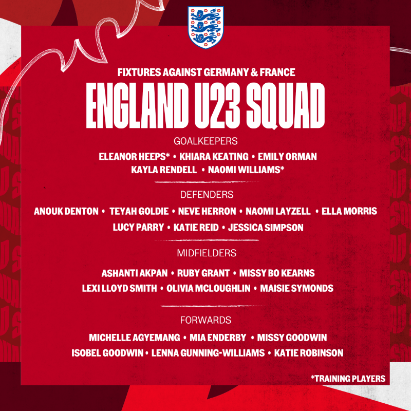 Lionesses's tweet photo. Our U23 #YoungLionesses squad is here! 🤩

They'll play two home matches against Germany and France to start the year 👊