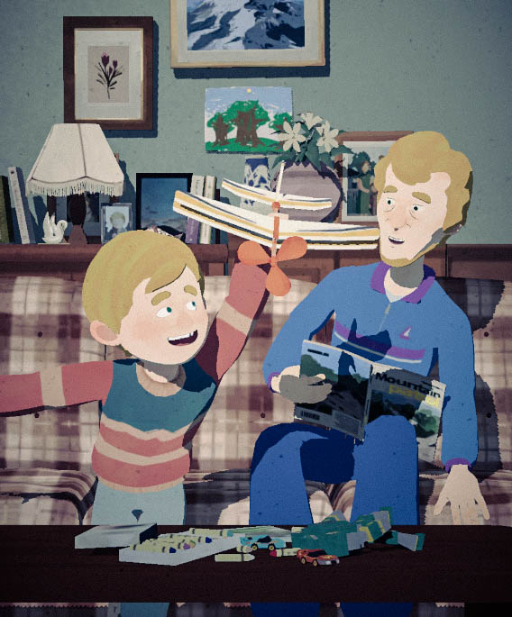 Sorry for being away! We’ve been super busy these past few weeks-busy but productive.  Here’s a new shot of kid Mike playing with his dad. Hope you like it!