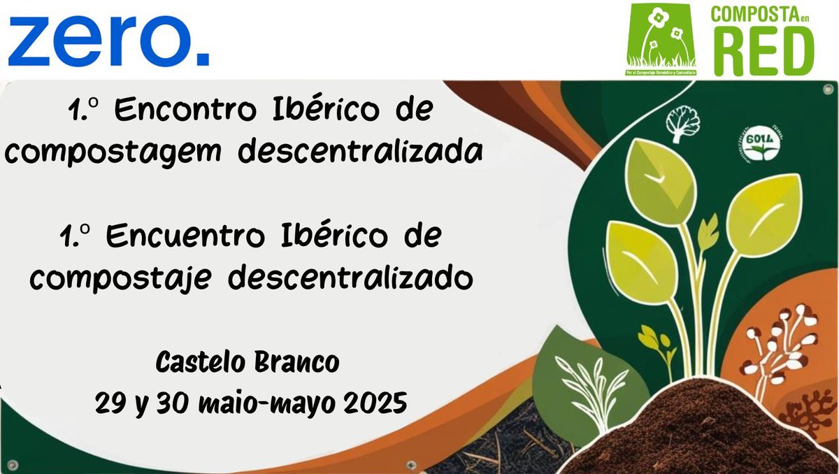 Te invitamos al Primer Encuentro Ibérico sobre Compostaje Comunitario y Doméstico. 29 y 30 de mayo en Castelo Branco (Portugal). 
Inscripciones abiertas:  buff.ly/3EADfQb 
Consulta el Programa Provisional: buff.ly/4gIImel 
¡Nos encantaría contar contigo!
