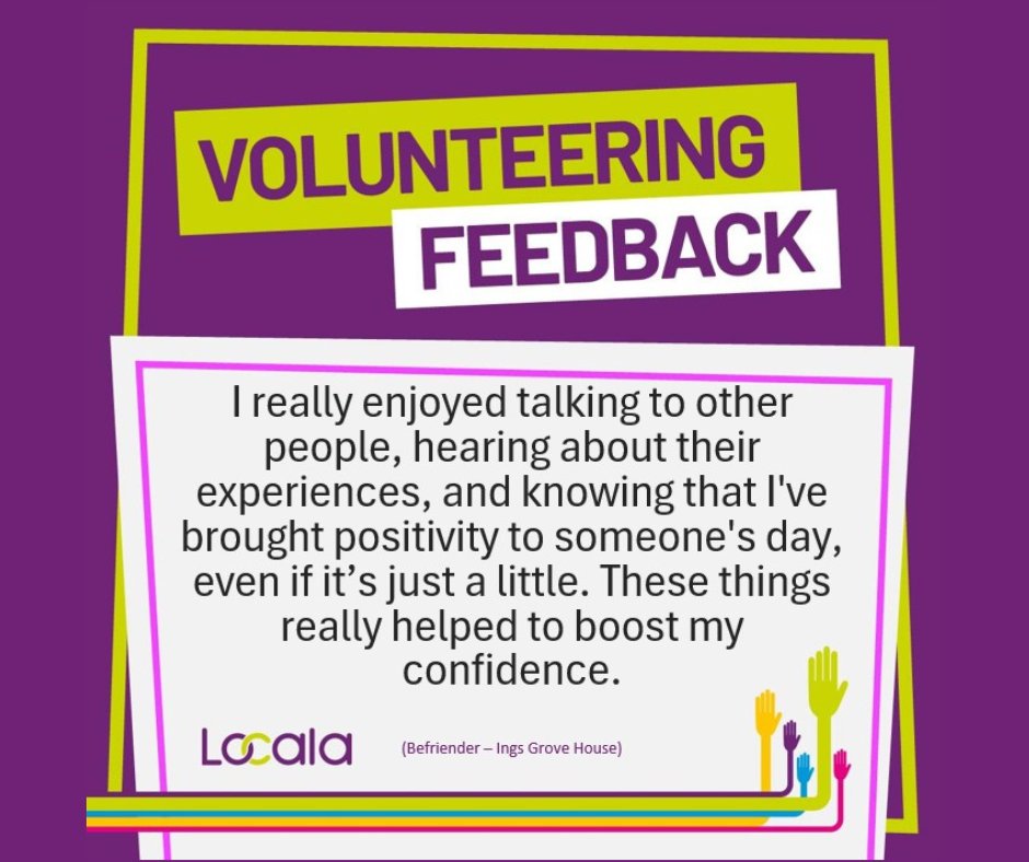 We love to receive such wonderful feedback.
Our volunteers do really make a difference 🥰