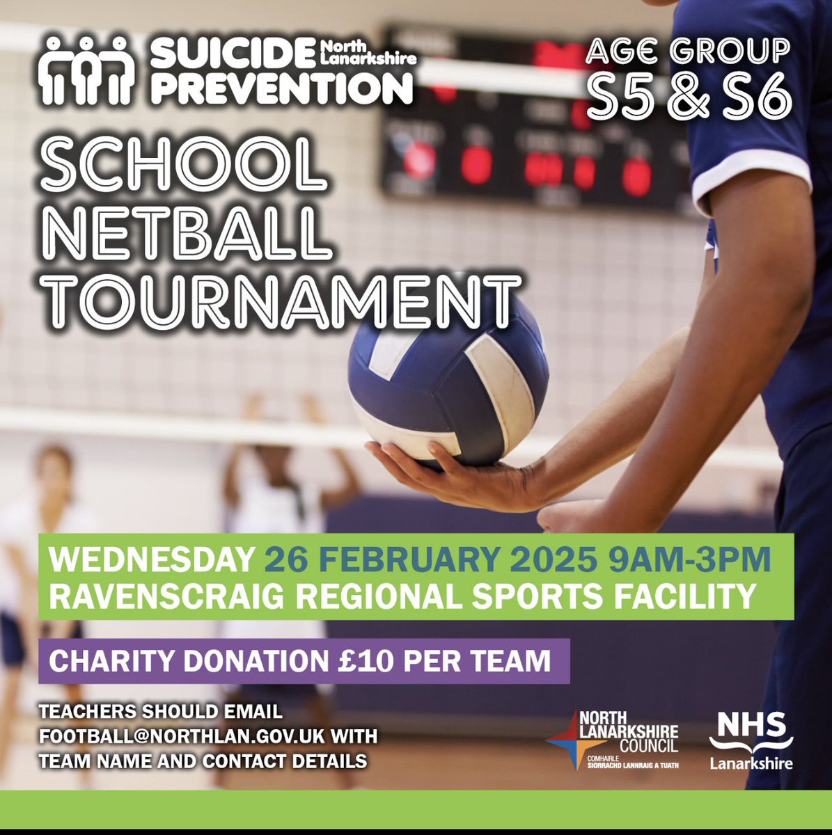 ActiveNLFBall's tweet image. Just two weeks until our S5/S6 Schools Suicide Prevention Tournament! 🤩
Have you registered your school yet? 🧐
Get in touch at football@northlan.gov.uk!