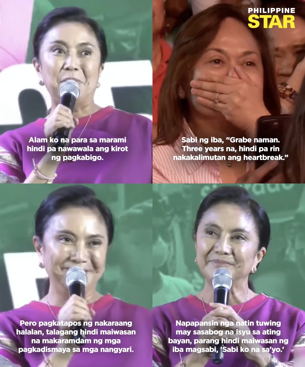 'PARA SA MARAMI, HINDI PA NAWAWALA ANG KIROT NG PAGKABIGO'

Former vice president Leni Robredo comforted supporters at the kick-off rally of opposition tandem Bam Aquino and Kiko Pangilinan in Cavite on Tuesday, recalling the "People's campaign" that took place during her run for