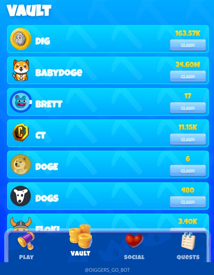 Tried out <a href="/DiggersG0/">DiggersGO</a> and stacked up some $ct and many more assets as $dig and $doge💰🔥

Dont miss free tokens: 👇👇#diggersgo 

t.me/DIGGERS_GO_BOT…