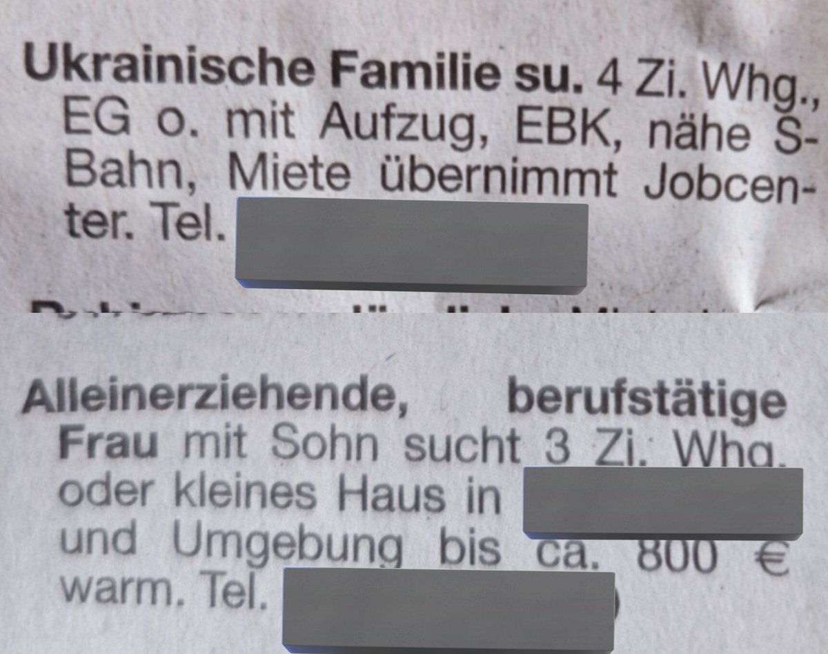 Wenn zwei kleine Anzeigen im Werbeblatt den absoluten Zustand dieses Landes besser beschreiben als jede fucking Talkshow im örr zur Prime Time