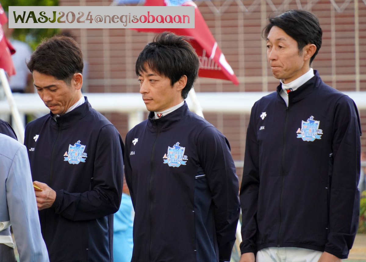 negisobaaan's tweet image. フォロワーさんに川田さんファンの方がいらっしゃったので
写真見返したら川田さんは戸崎さんと大体ｲﾁｬｱ…してた
#WASJ2024 #戸崎圭太 騎手 #川田将雅 騎手 #武豊 騎手