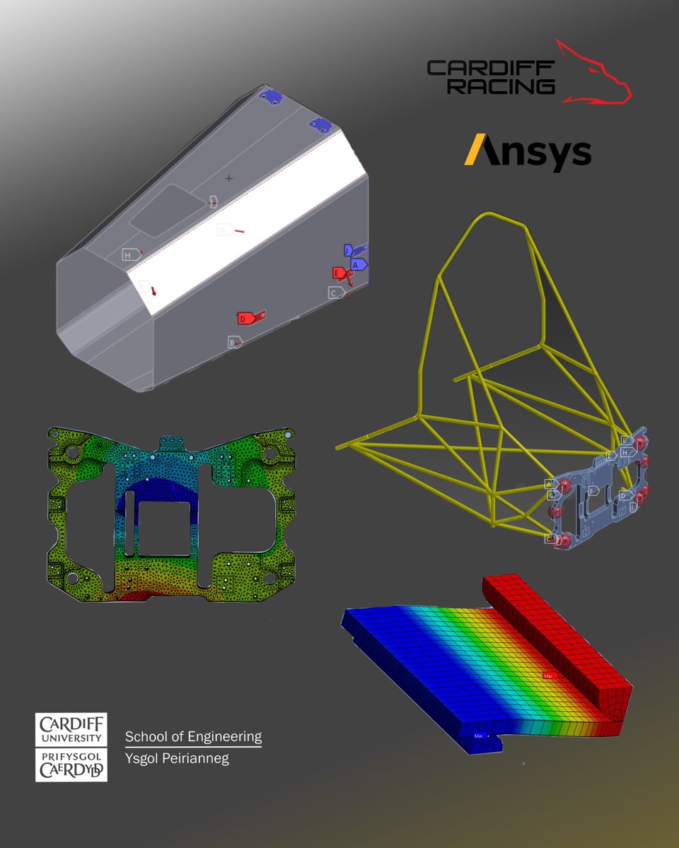 Cardiff Racing would like to thank <a href="/ANSYS/">Ansys</a> who have kindly sponsored us with licences for their software.
We spend a lot of time throughout the year using ANSYS to simulate the tests for our car to aid the teams design and direct the build of our new car to preform the best it can