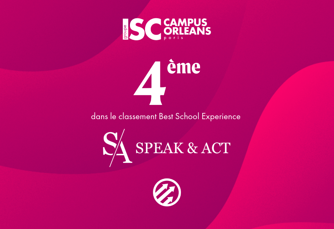 🏆 L’ISC Paris Campus d’Orléans décroche la 4ᵉ place au classement Best School Experience de Speak &amp; Act ! ✨

Une fierté qui reflète notre engagement pour une expérience étudiante enrichissante et un accompagnement de qualité. 📚

🔗 En savoir plus : iscparis.com/actualite/lisc…