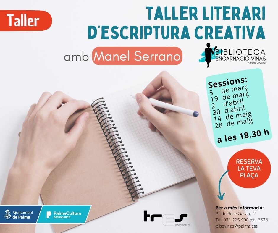 Tornen els tallers literaris a la biblioteca! T'hi animes? Reserva la teva plaça a bibevinas@palma.cat