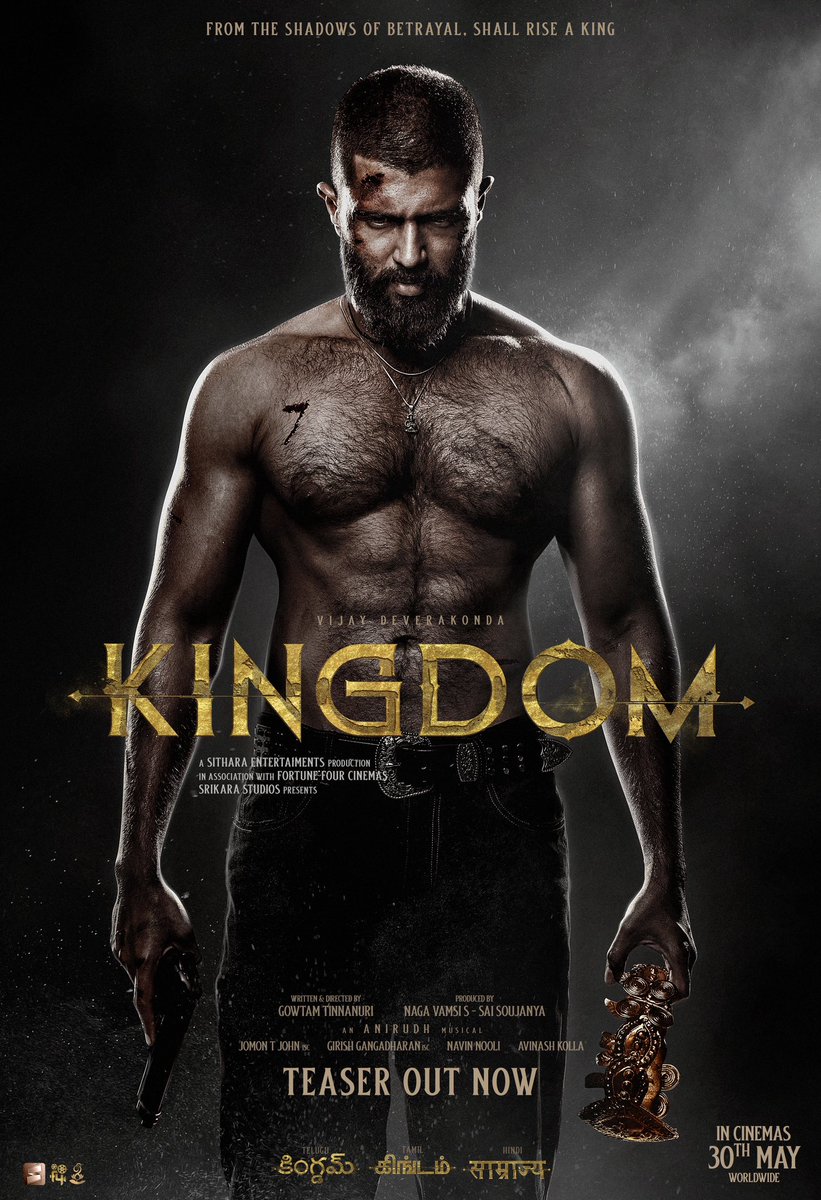 SitharaEnts's tweet photo. #VD12 is #Saamraajya / #KINGDOM 🔥🔥

Feel the passion, the emotion and the intensity of our world- in the most raw and powerful voice. 💥💥

Hindi TEASER OUT NOW - https://t.co/peHmefZLE4 

Thank You #RanbirKapoor Garu.

#Saamraajya / #Kingdom will roar in theatres Worldwide on May 30th 👊🏾

@TheDeverakonda @anirudhofficial @gowtam19 @dopjomon #GirishGangadharan @vamsi84 #SaiSoujanya @NavinNooli @artkolla @SitharaEnts @Fortune4Cinemas #SrikaraStudios