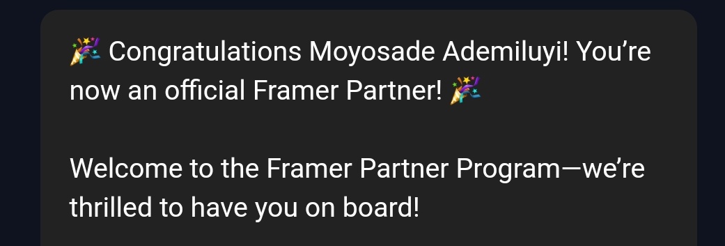 SisiAdire's tweet image. I'm now an official @framer partner! 🎉
I am looking forward to helping startups and businesses build high-converting websites that drive real growth.
