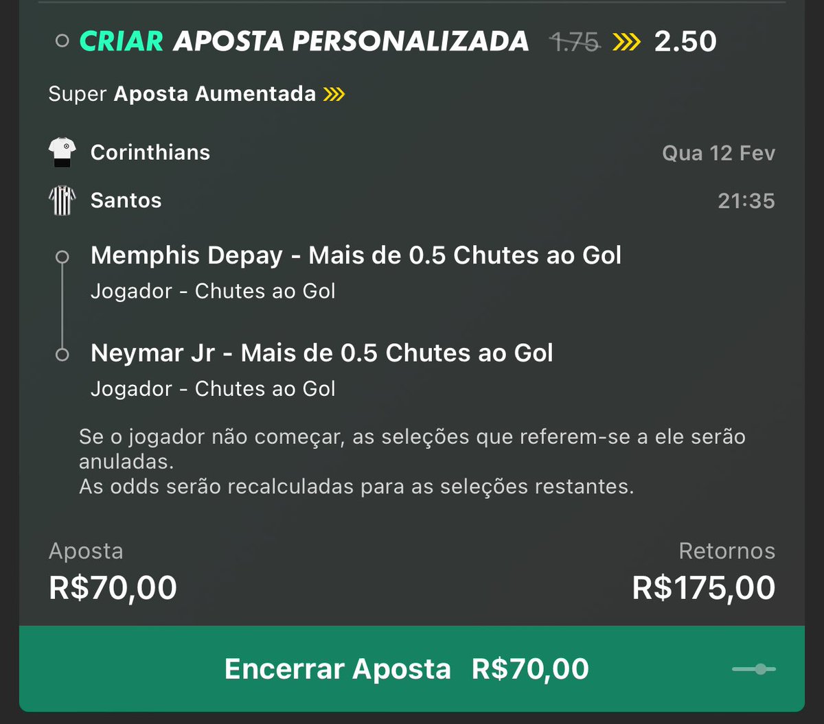 ggtipsfree's tweet photo. 🚨 Vamos confiar que o Neymar vai querer hoje??

Se for ✅, mando esses 70 para os meus seguidores aqui do X ❤️

Mesma aposta na:

BETANO: ODD 1,72
SUPER: ODD 1,95

🔞 Aposte com responsabilidade https://t.co/0yNVuoxNoB