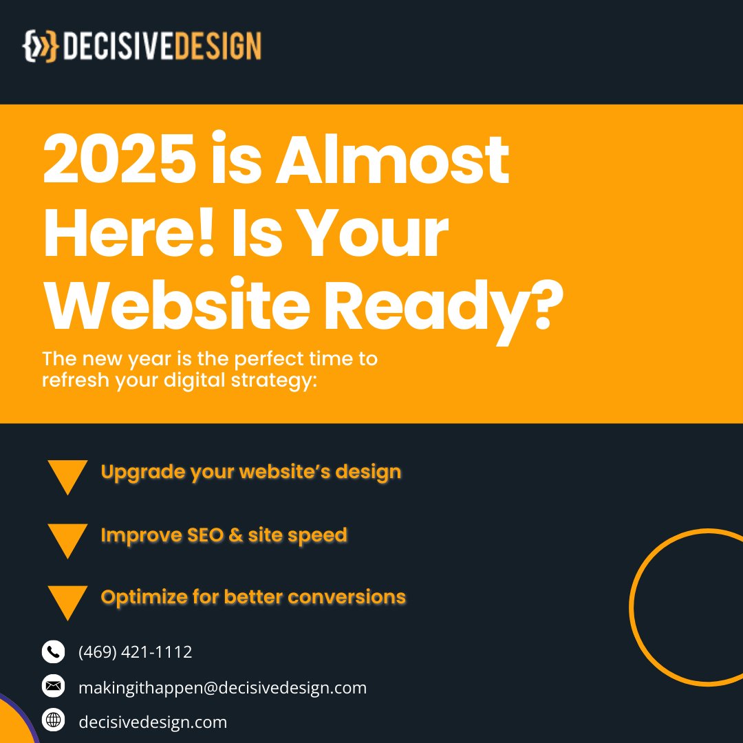 DecisiveDesign's tweet image. 🚀 Now is the perfect time to refresh your digital strategy, enhance SEO, and optimize for conversions. 

🌐 Visit: decisivedesign.com
📞 Call us: (469) 421-1112
✉ Email: makingithappen@decisivedesign.com

#WebDesign #WebsiteOptimization  #DecisiveDesign