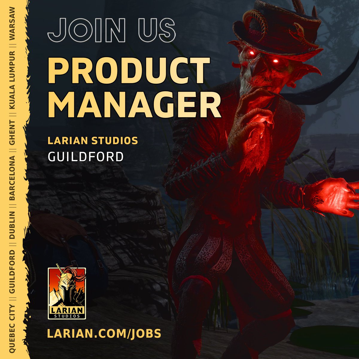 🚨Job Posting Klaxon!🚨

We’re looking for some fresh meat to join the Publishing Team at Larian, and help us with the adventures ahead. 

💼 Product Manager
🏢 Larian Studios
🇬🇧 Guildford, UK (Remote/Hybrid Optional)
📜 Full-time
🗓️ 3+ Years Experience
🔗 larian.com/careers/2c4f65…