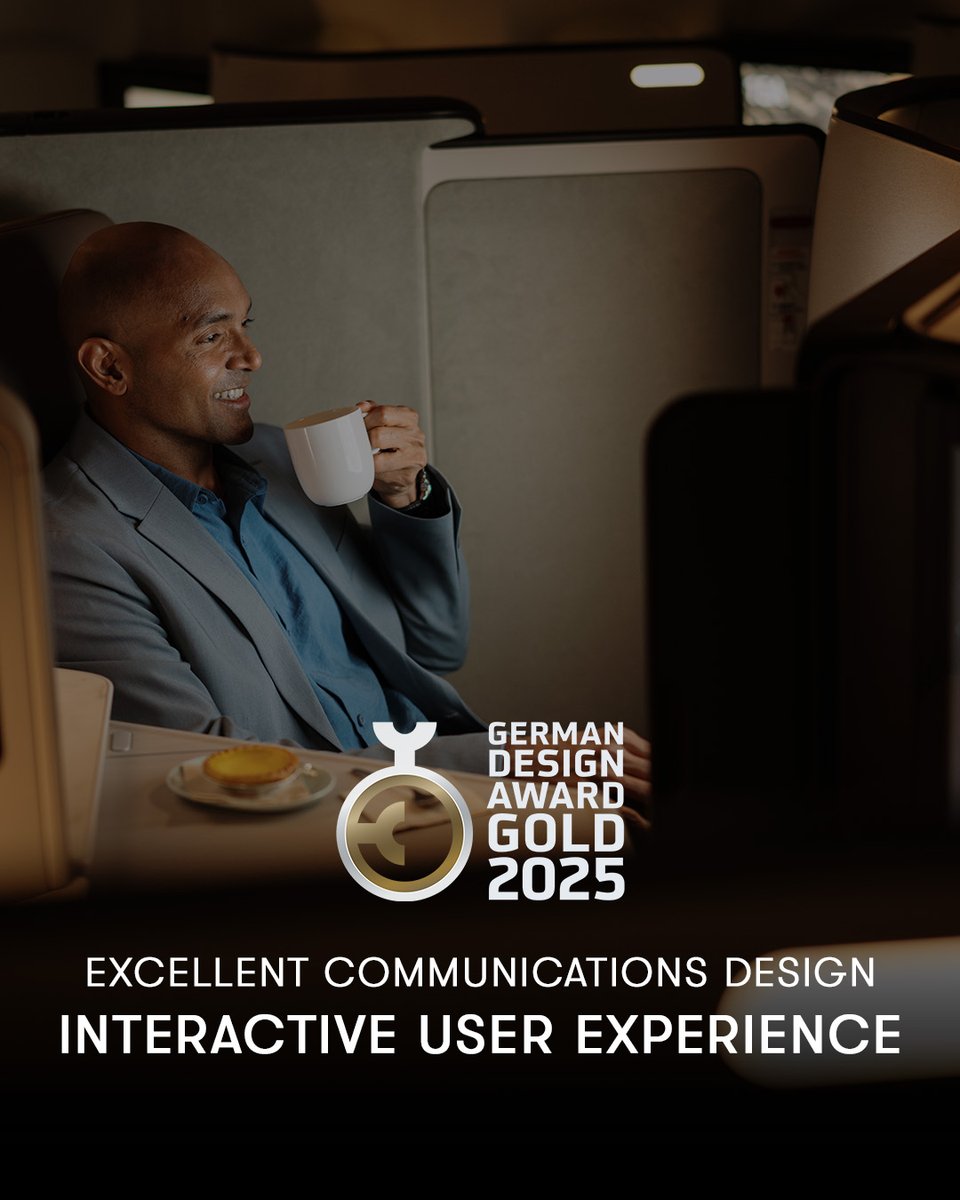 cathaypacific's tweet photo. Honoured to have our IFE system recognised in two of the world’s most prestigious design awards 🌟!

🏆 Red Dot Award 2024
Brands &amp; Communication Design: User Interface Design
🏆 Gold award in German Design Award 2025
Excellent Communications Design: Interactive User Experience https://t.co/1ByZAmaf0x